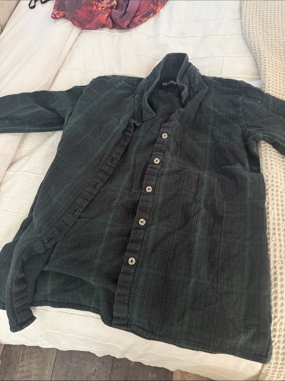 Kittenish Dark Green Lightweight Button-Up Shirt Jacket